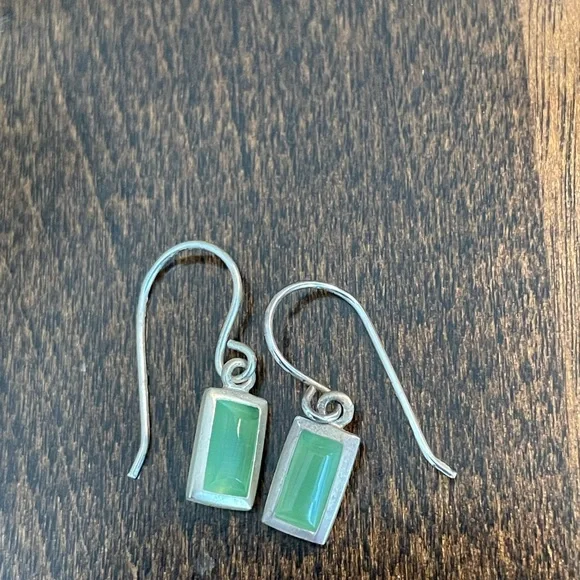 Sterling Silver and Jade Earrings - Picture 1 of 6